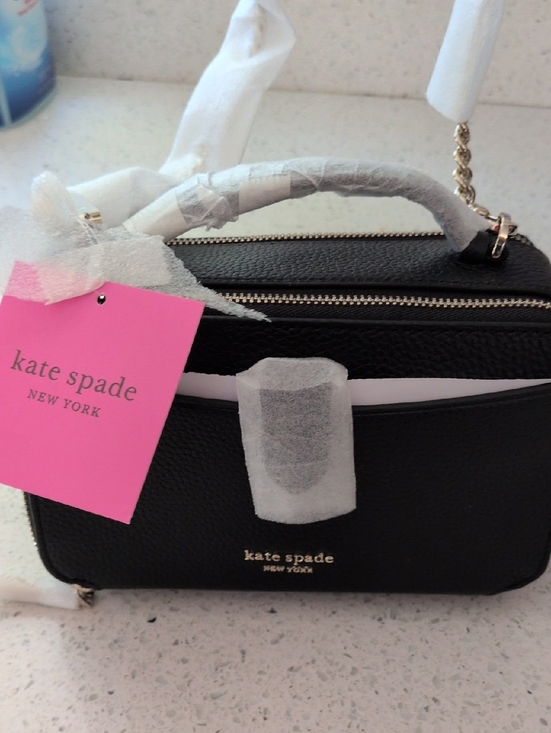 kate spade Handbags - kate spade Black Pebbled Leather Double-Zip Crossbody with Gold Hardware NWT